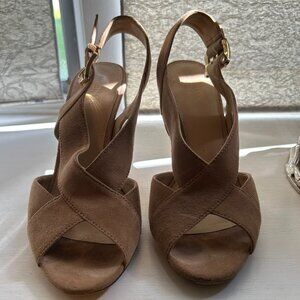 Michael Kors Tan Suede Open Toe Pumps size 7